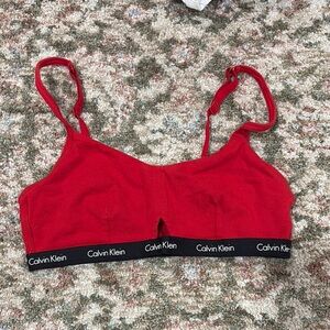 Calvin Klein Red and Black Bra with Signature Elastic Band